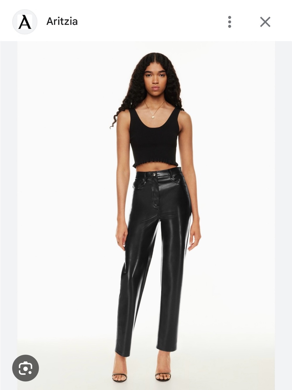 Aritzia Black Faux Leather Straight-Leg Pants